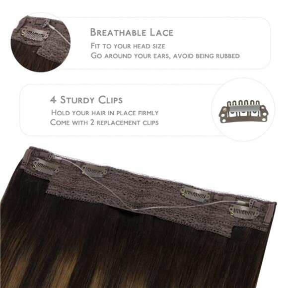 Wire Hair Extensions (Increase 50% Lifespan) Real Human Hair 12 inch main image 4